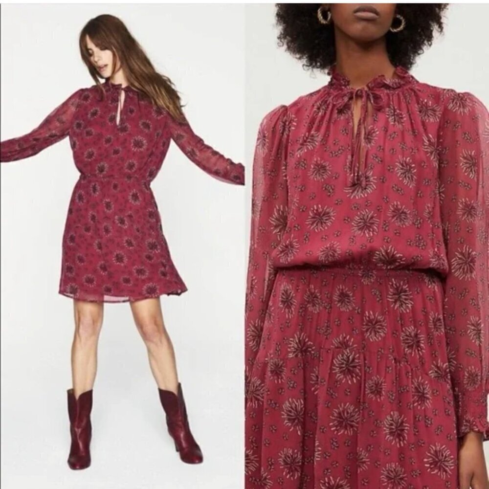 ba&sh Gizel Dainty Floral Mini Dress Boho Garden Flowy Hippie  US Size 8